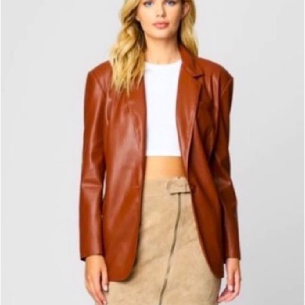 Blank NYC Brown Leather Blazer